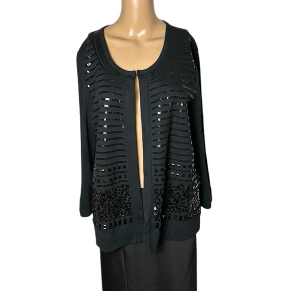 Vintage cardigan,striped,  shimmery, sequins,plus beads ,bling,shine,events, - Picture 5 of 16
